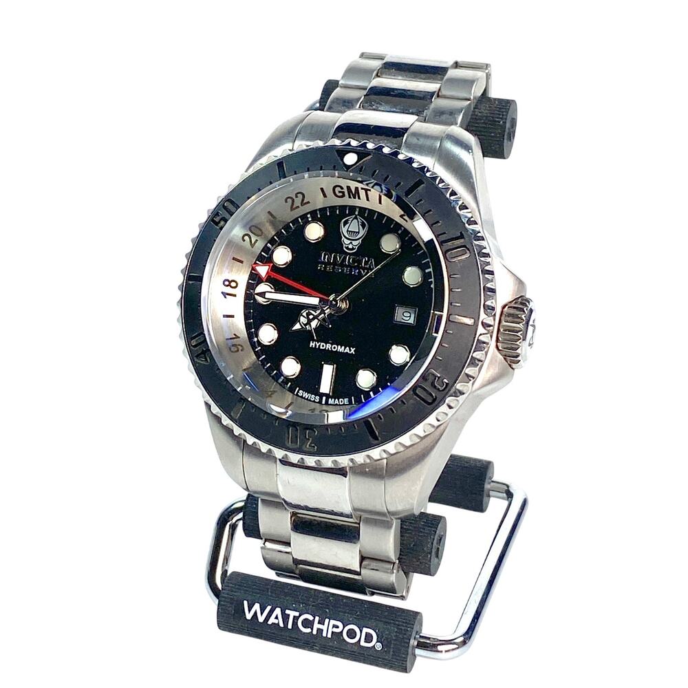 Invicta Reserve Hydromax 16966 GMT Swiss Quartz Watch 52mm 1000M Pro Diver Steel